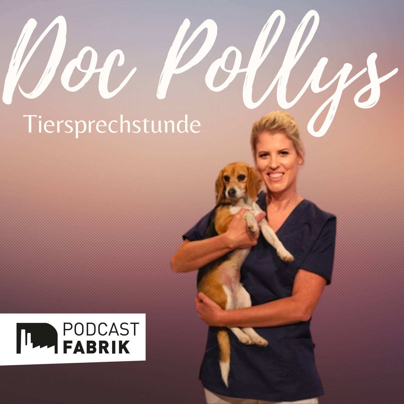 Doc Polly Cover mit Polly flankiert von zwei Hunden und einem Hasen im Schoß